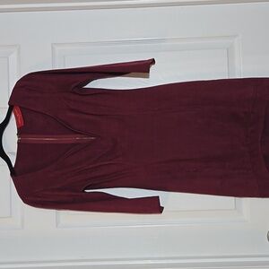 AKIRA Chicago Red Label Deep Red Plunging Neckline Long Sleeve Dress Size M